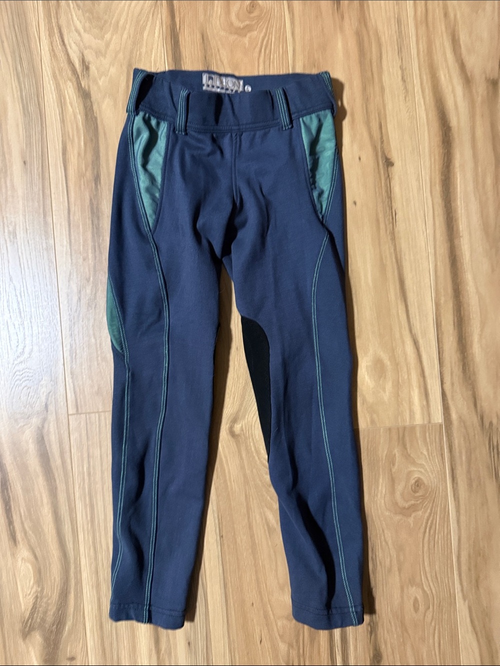 Irideon Fall Girls' Navy Leggings with Teal Accent Panels